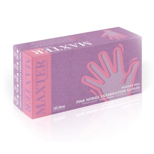 Pink nitrile gloves